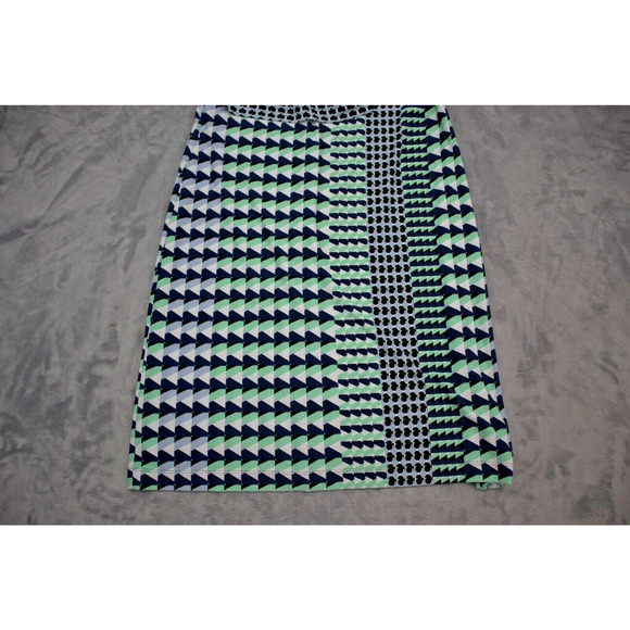 Donna Morgan Dress Womens 8 Green Blue Geo Print Sleeveless Casual Outfit - Picture 10 of 14